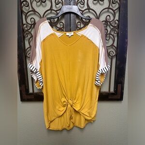 Umgee short cuff sleeve vneck top